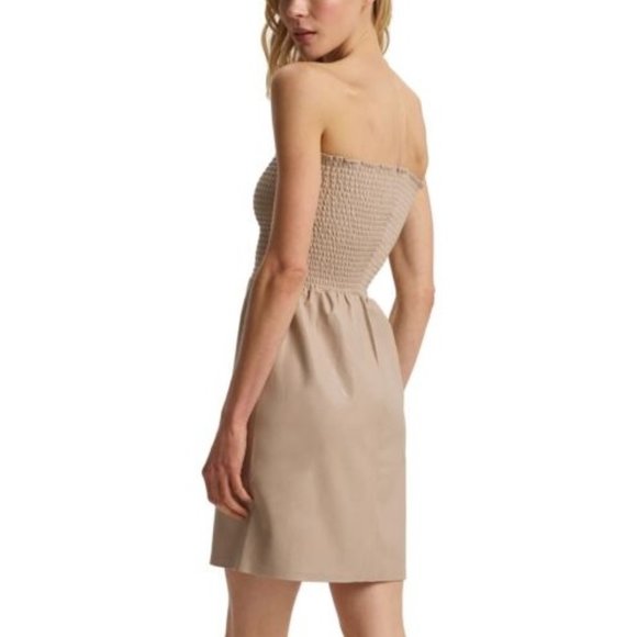 Commando Faux Leather Smocked Dress Sand - FLT301 - Picture 2 of 2